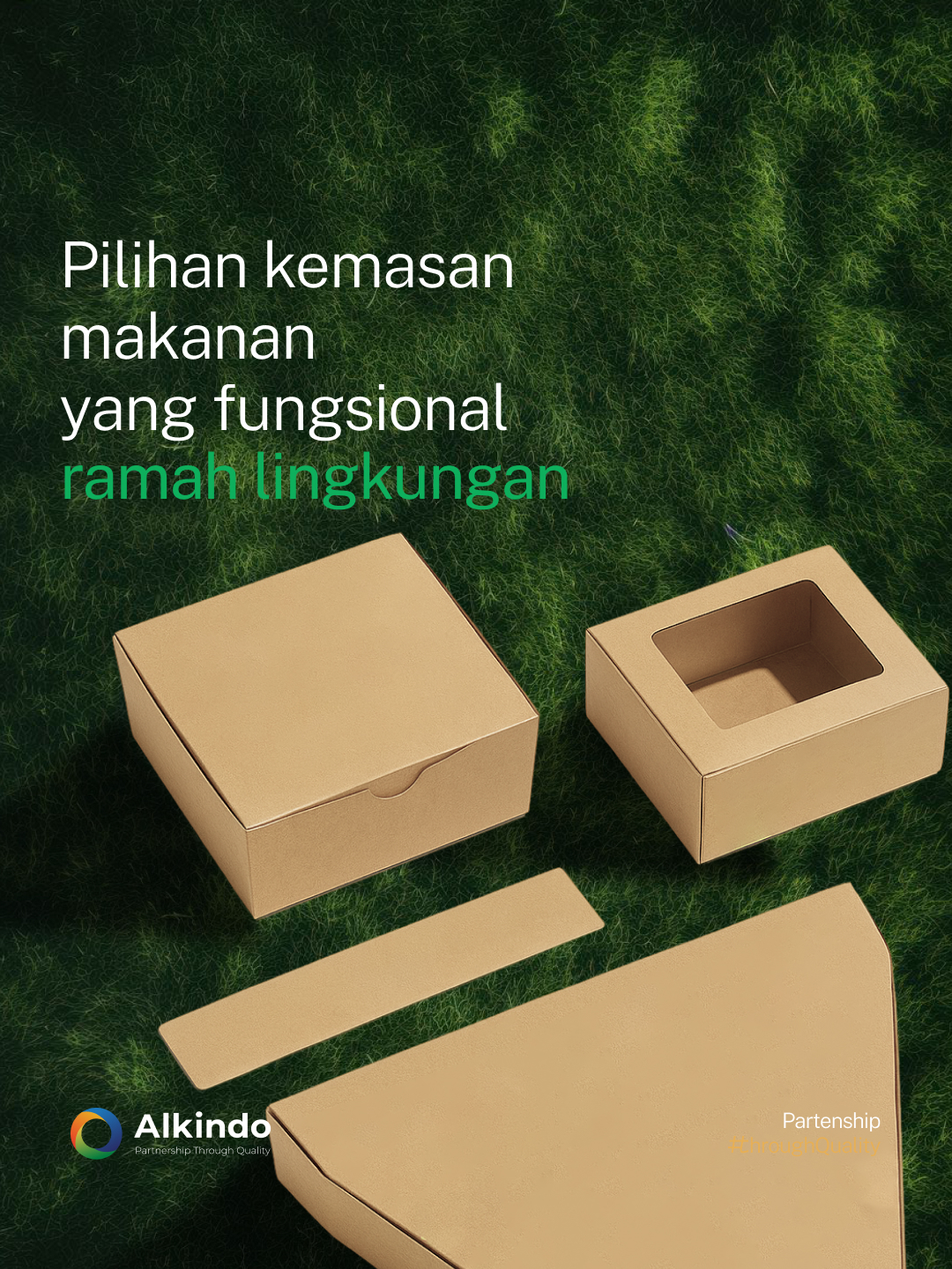 Kemasan kertas Aldo Pack berisi sajian makanan